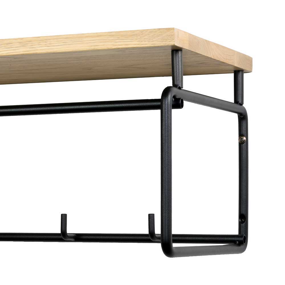 Dielenmöbel Set Valnussa aus Stahl Schwarz und Eiche Massivholz modern (zweiteilig)