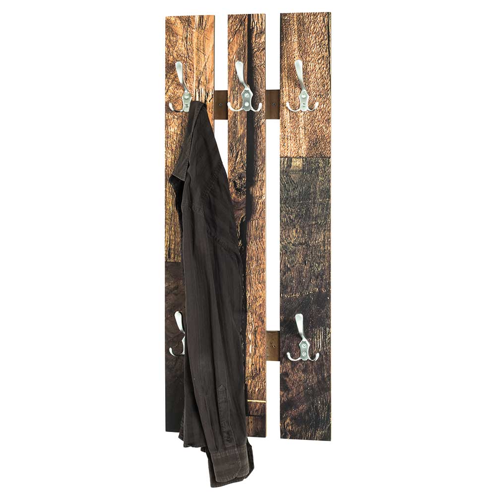 Wandpaneel Garderobe Cazryn im Landhausstil mit 5 Kleiderhaken