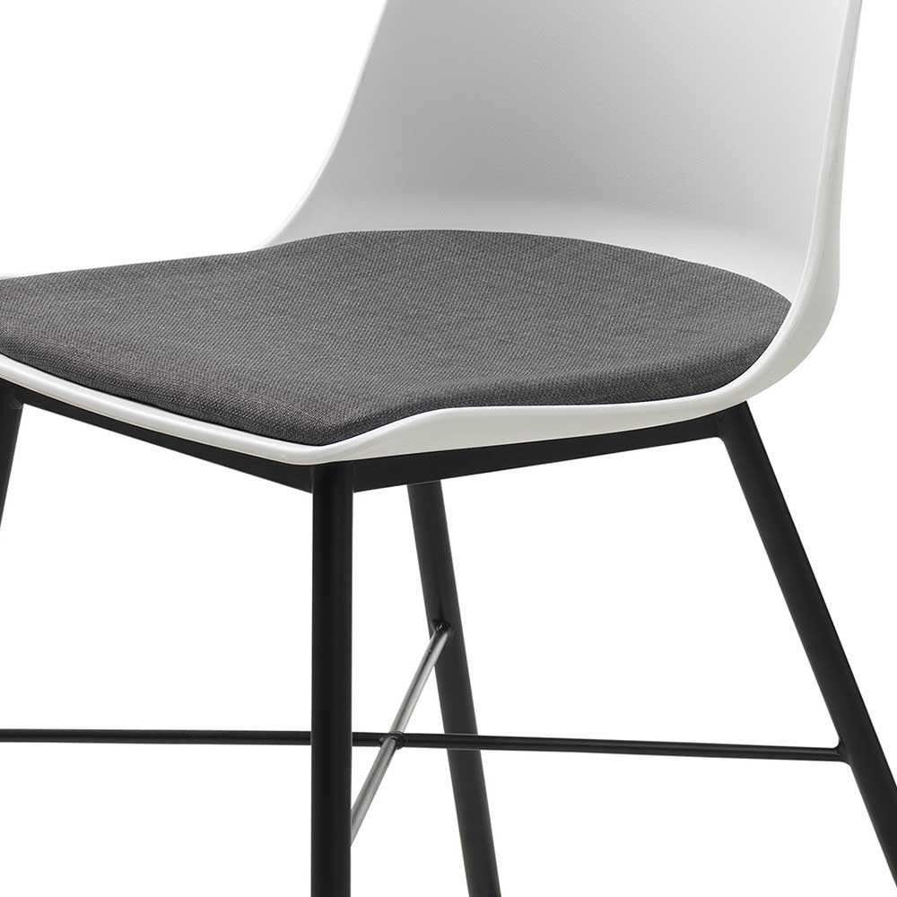 Schalenstühle Lanuge in Weiß und Schwarz aus Kunststoff und Metall (2er Set)