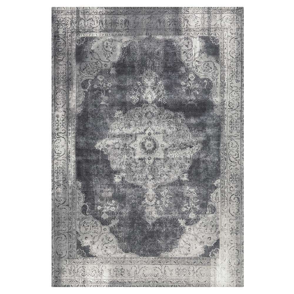Kurzflor Teppich Vakuum im orientalischen Design in Grau