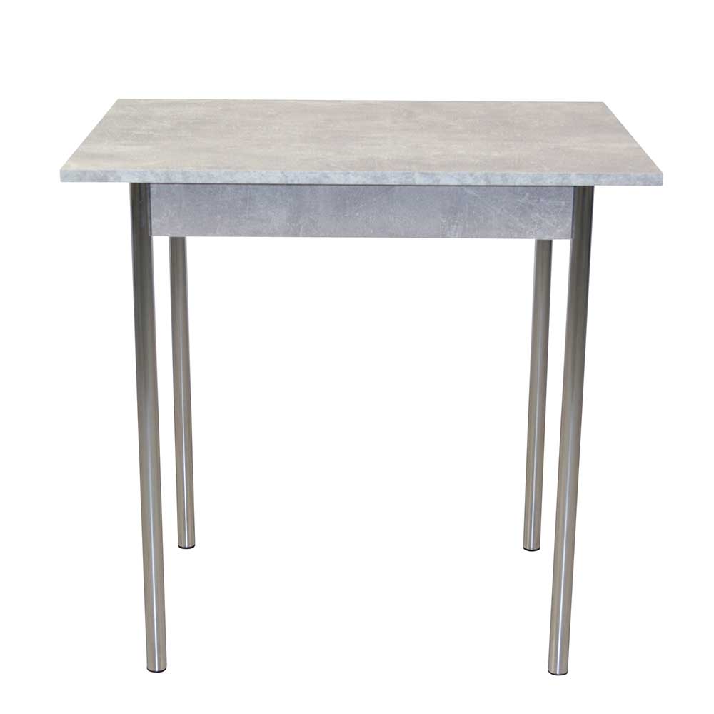 Kleiner Tisch Lenns in Grau und Chromfarben 75 cm breit