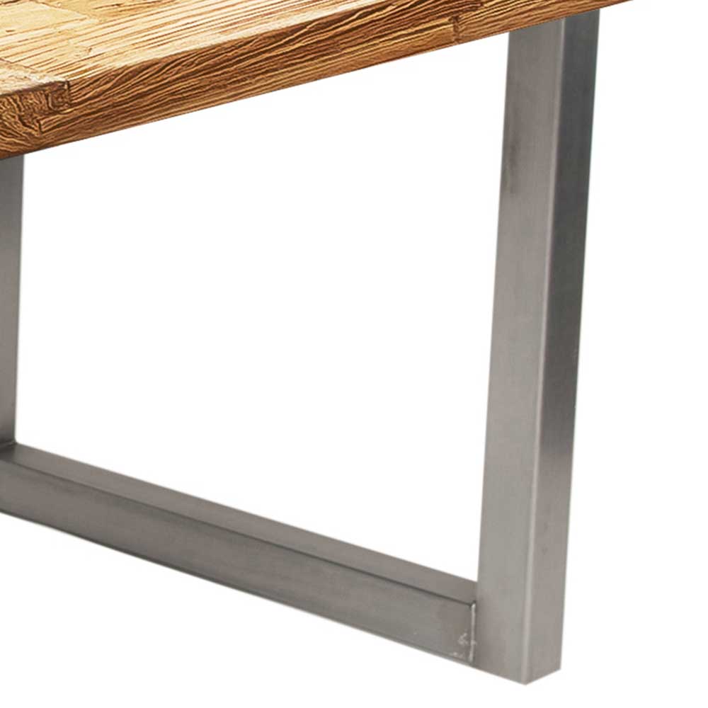 Esszimmer Tisch Genn aus Teak Recyclingholz und Stahl mit Bügelgestell