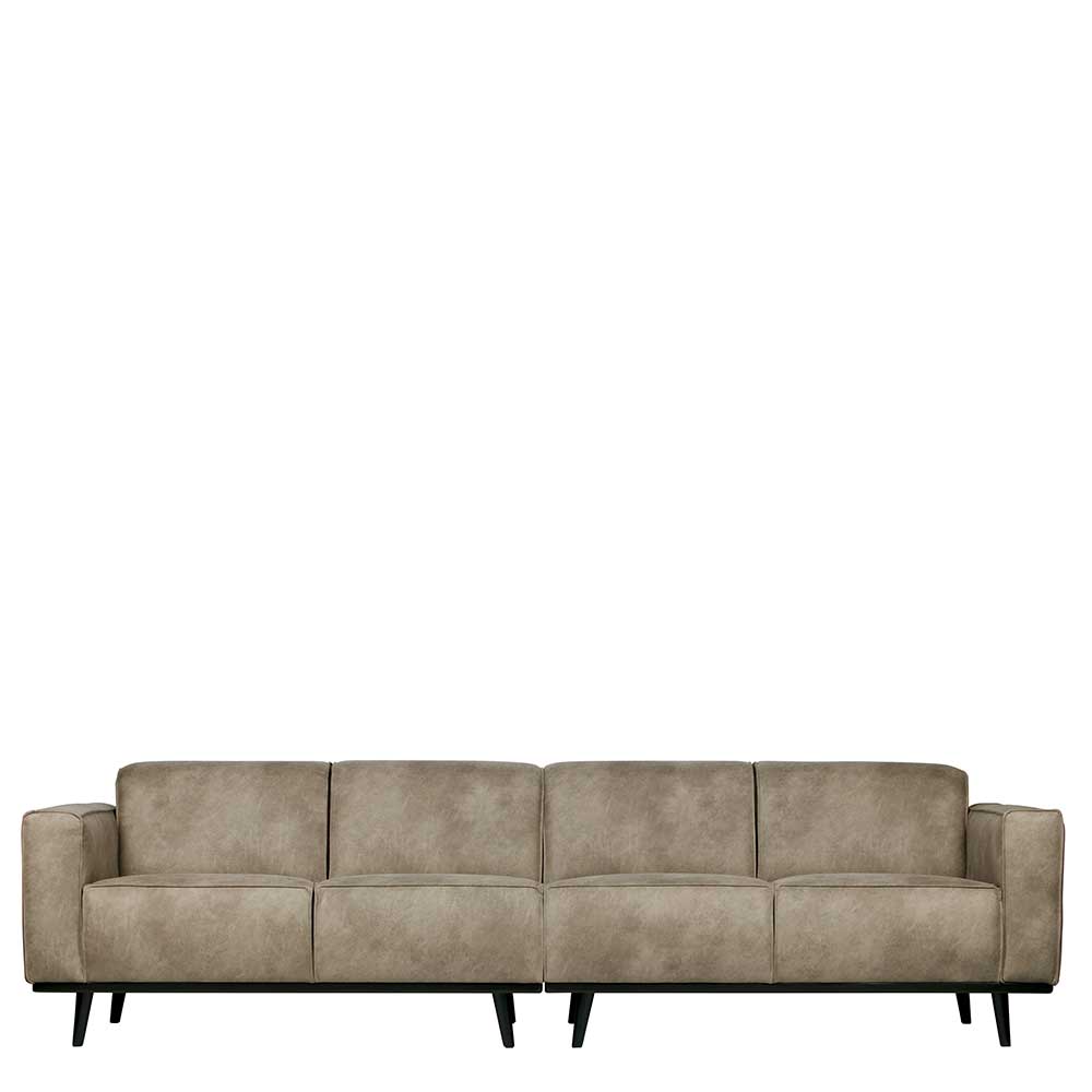 Couch Frecona in Grau Recyclingleder im Retro Look