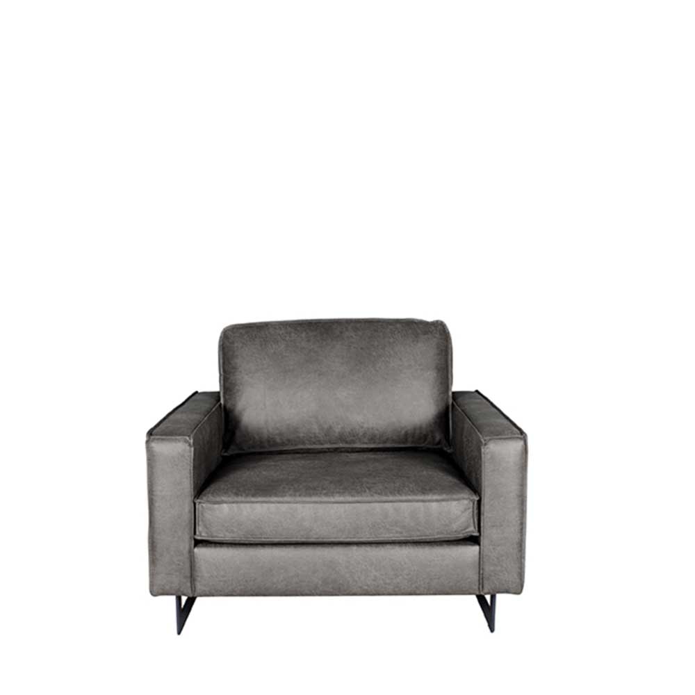 Wohnzimmer Sessel Oksena aus Metall & Recyclingleder in Grau