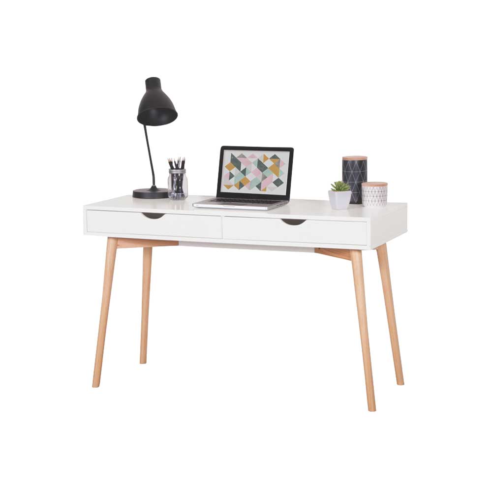 Skandi Design Schreibtisch Scaliva in Weiß 120 cm breit