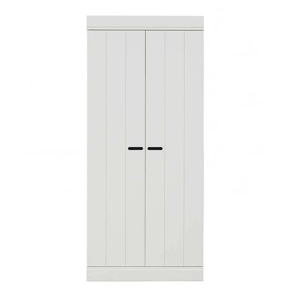 Weißer Holzkleiderschrank Olcian im Skandi Design 175 cm hoch