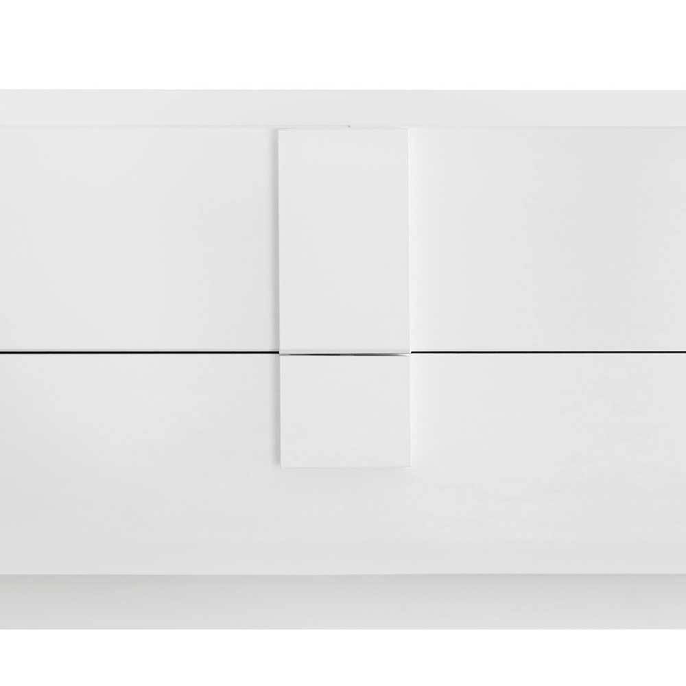 Weiß Hochglanz TV Lowboard Zeilo mit zwei Schubladen 63 cm hoch