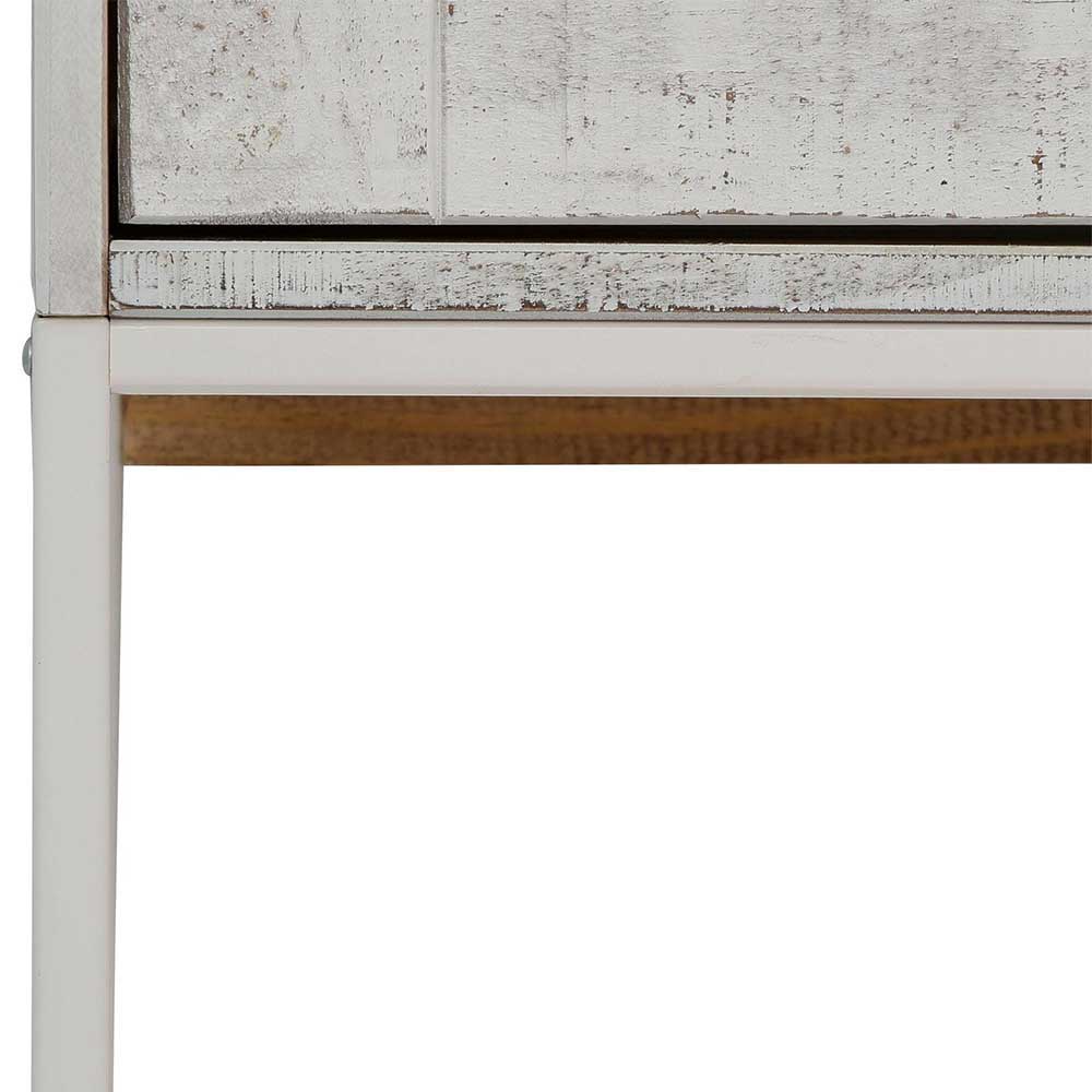 Esszimmer Sideboard Wareva in Weiß Kiefer massiv mit zwei Glastüren