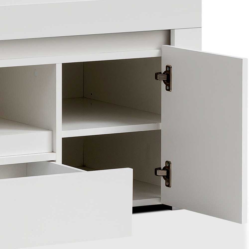 Wohnzimmerschrankwand Wasliava in modernem Design Weiß & Grau (vierteilig)