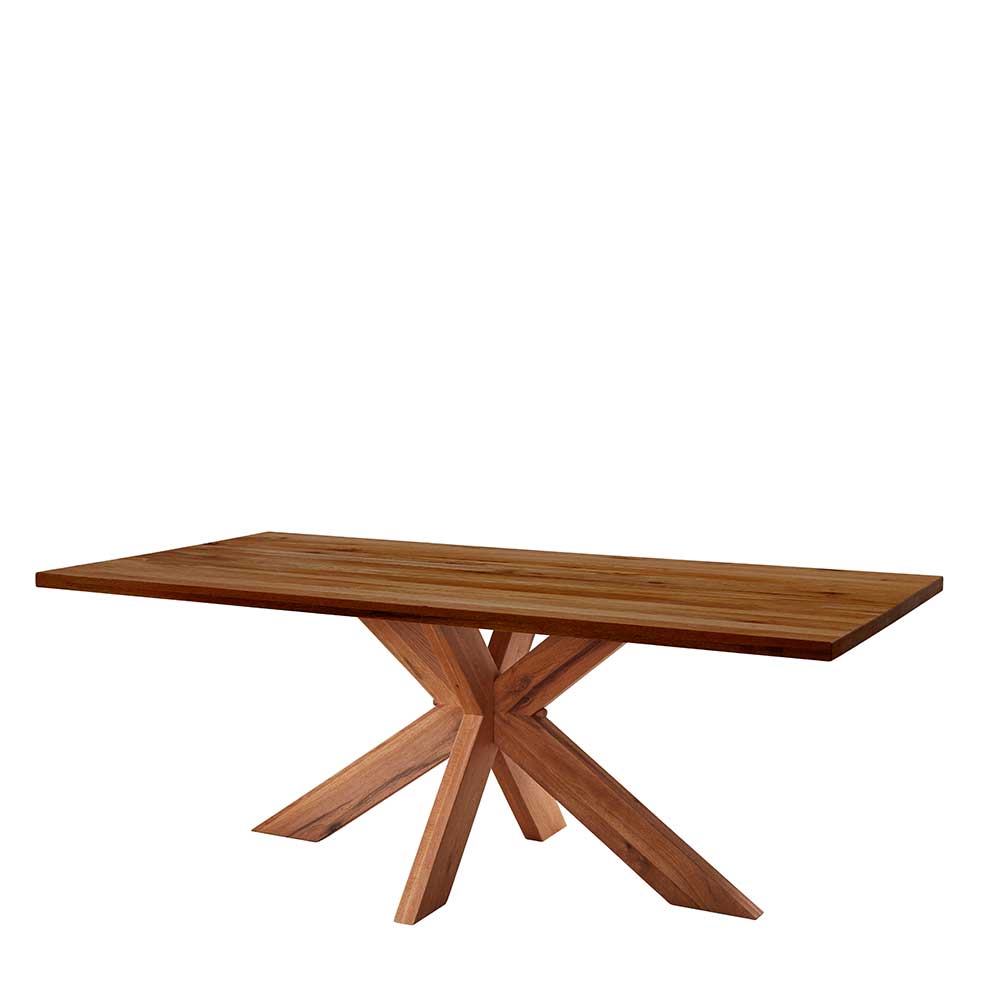Tisch Holzspider Gestell Vaiana aus Zerreiche braun geölt in modernem Design