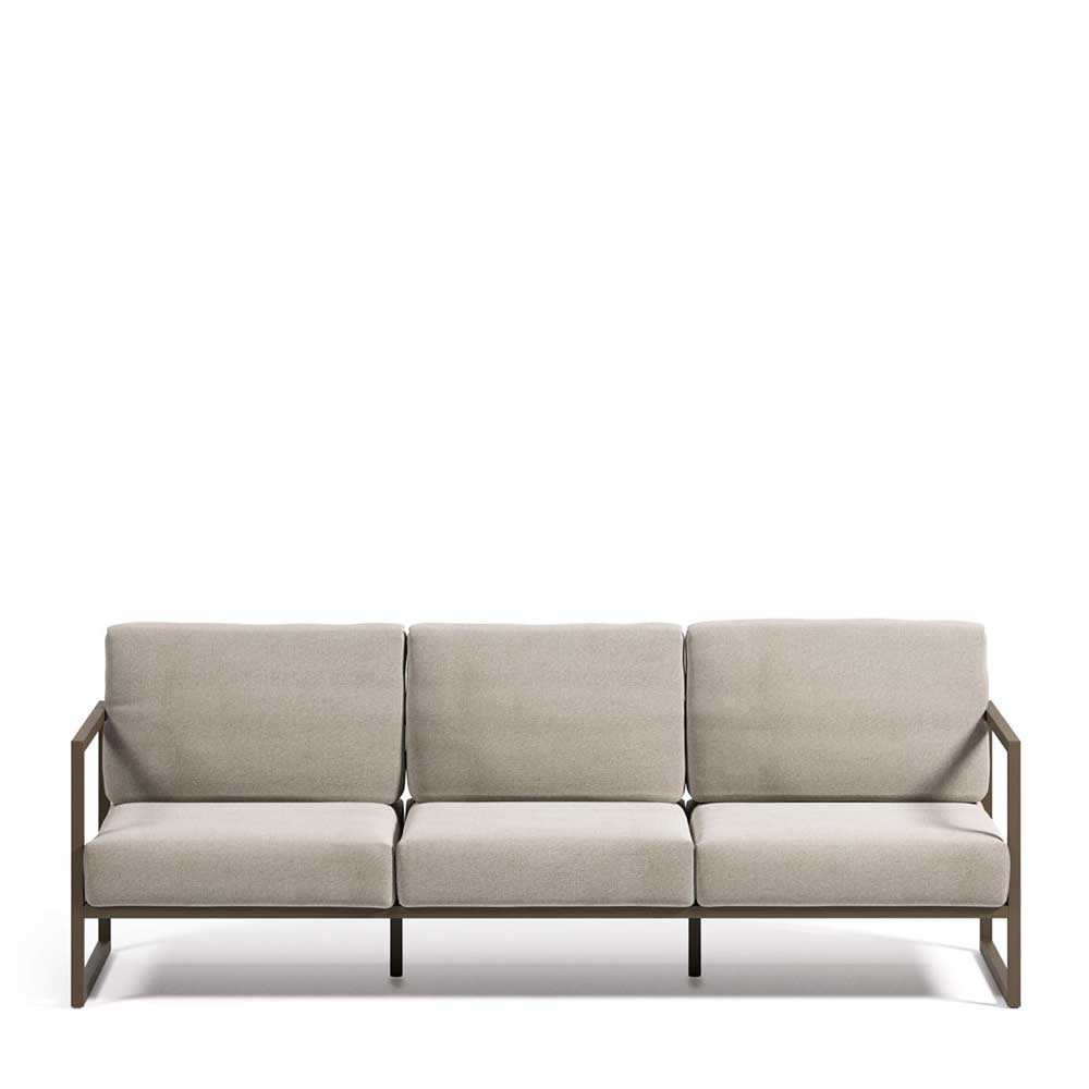 Lounge Sofa In- und Outdoor Shiran in Hellgrau und Graugrün 225 cm breit