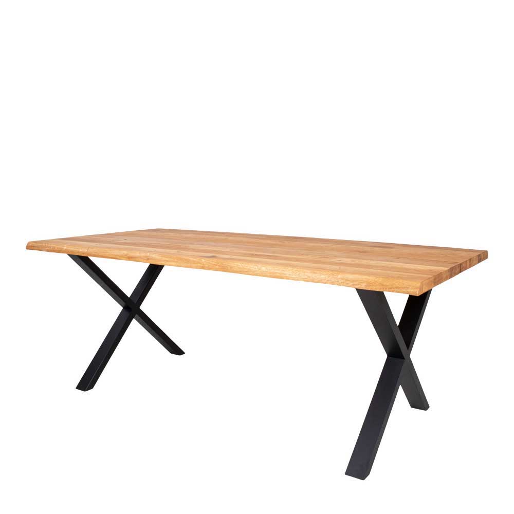 Esszimmergruppe Gabadoza mit 200 cm Tisch und Stühlen in Dunkelgrau (siebenteilig)