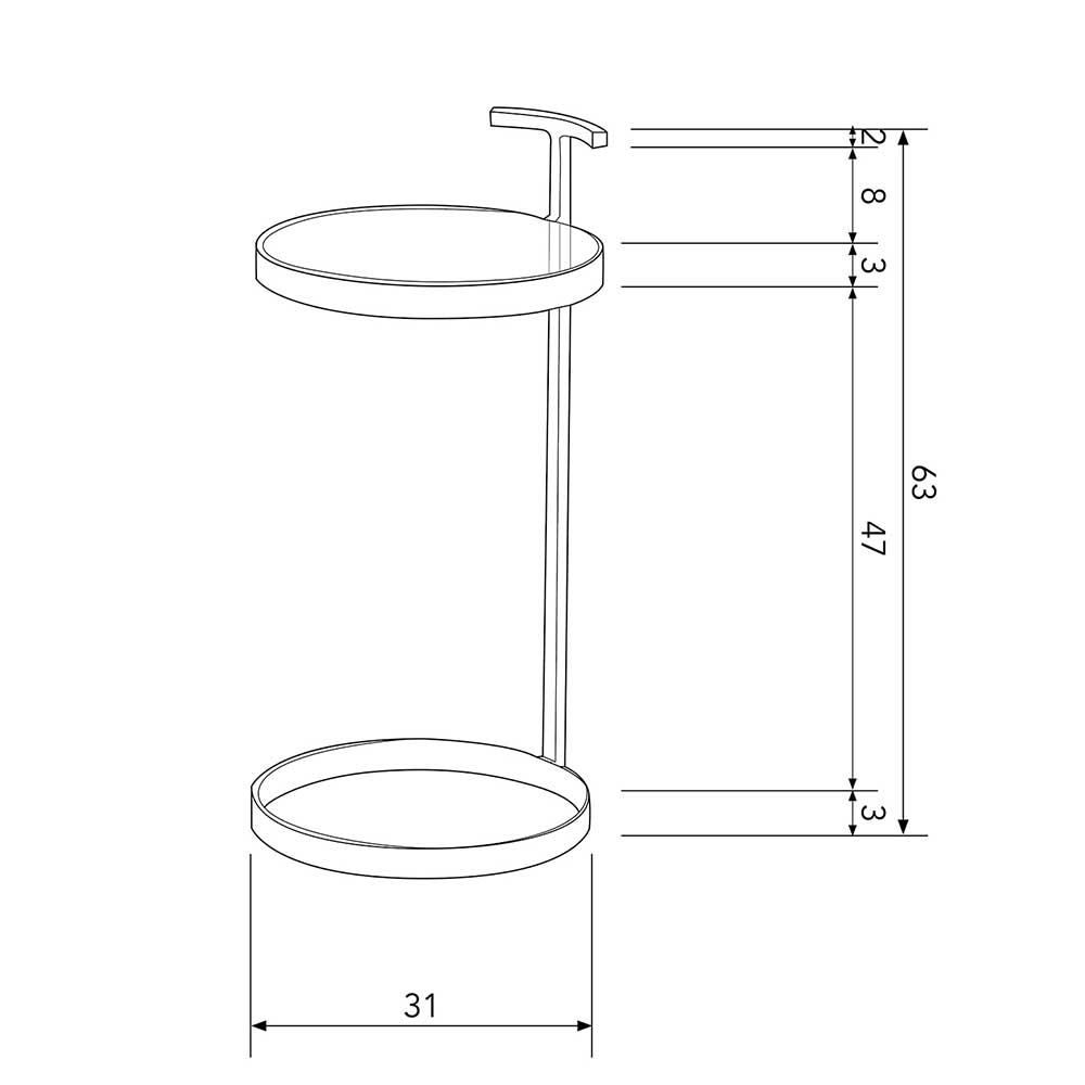 Design Anstelltisch Set Kagano mit runder Tischplatte aus Glas (zweiteilig)