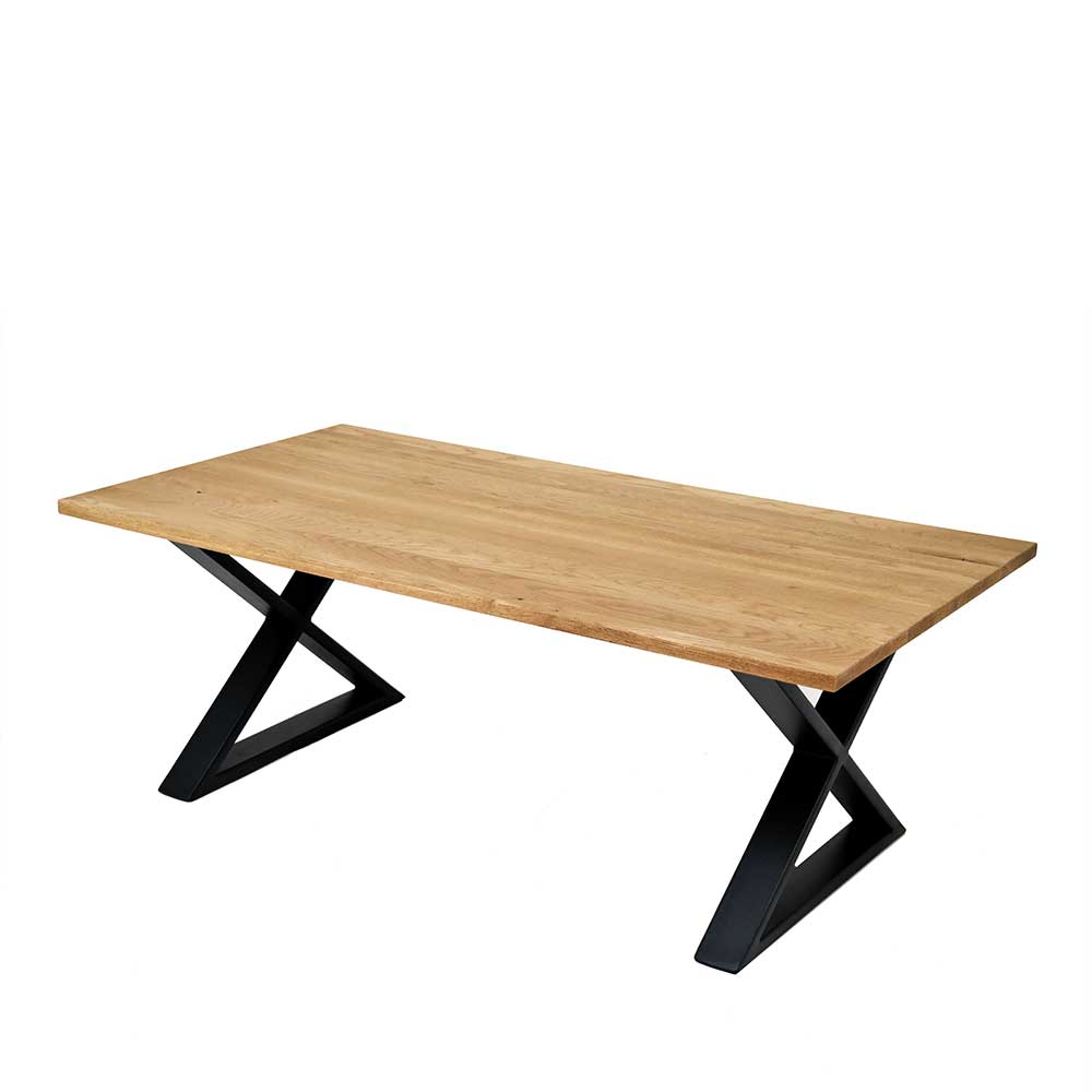 Sofa Tisch Factory Style Stramas aus Eiche Massivholz und Metall