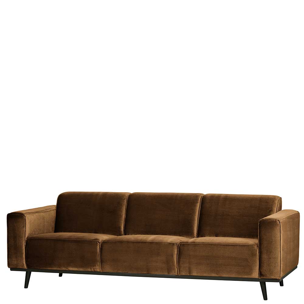 Samt Dreisitzer Sofa Bondi in Honigfarben 230 cm breit