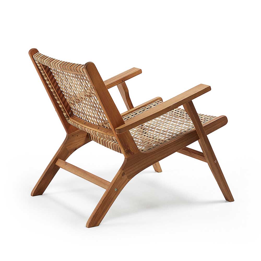 Lounge Sessel Jungle aus Akazie Massivholz und Rattan In- und Outdoor geeignet