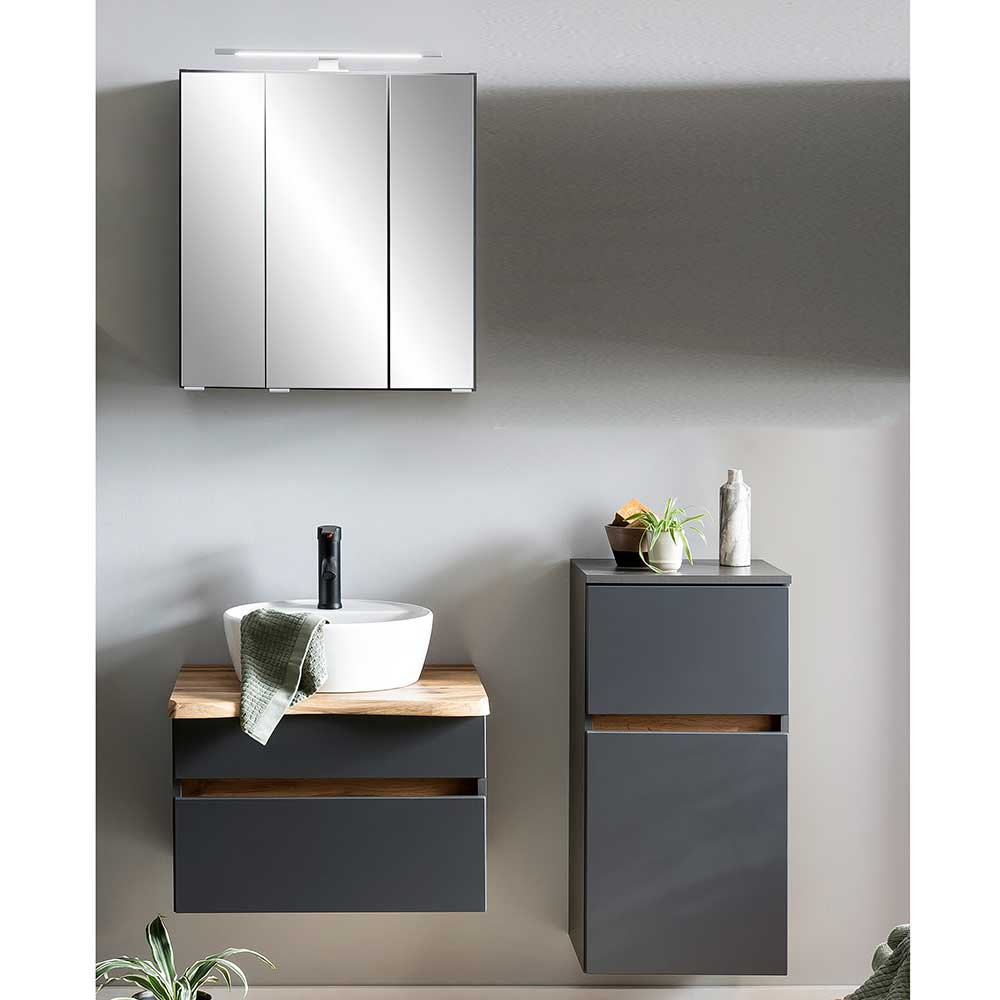 Badezimmermöbel-Set modern Pegruan mit LED Beleuchtung 52 cm tief (dreiteilig)
