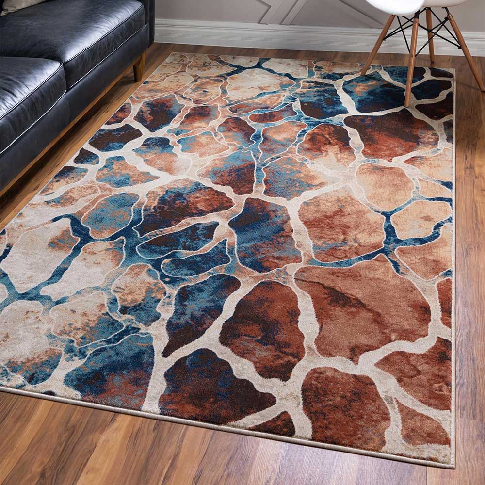 Moderner Teppich Kurzflor Cinco - mehrfarbig mit abstraktem Muster