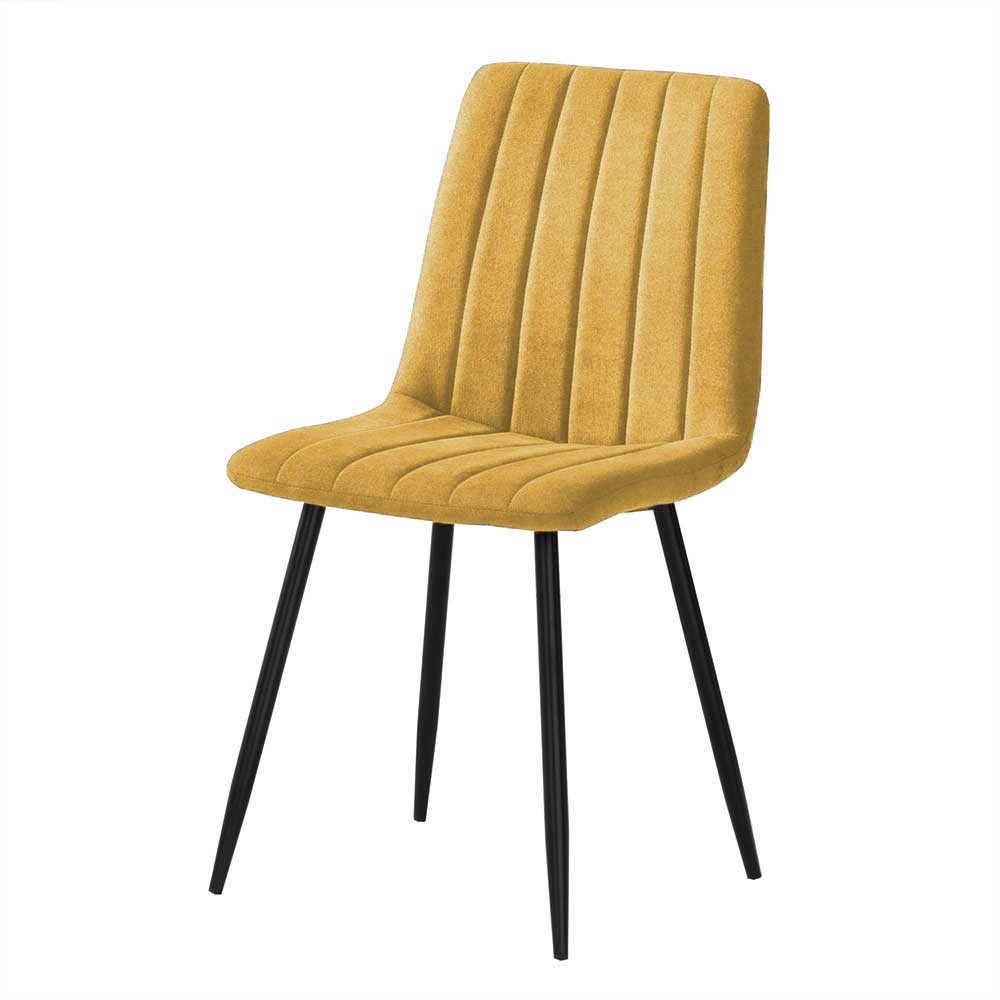 Esstischstühle Gelb Mathan aus Webstoff und Metall mit 47 cm Sitzhöhe (4er Set)