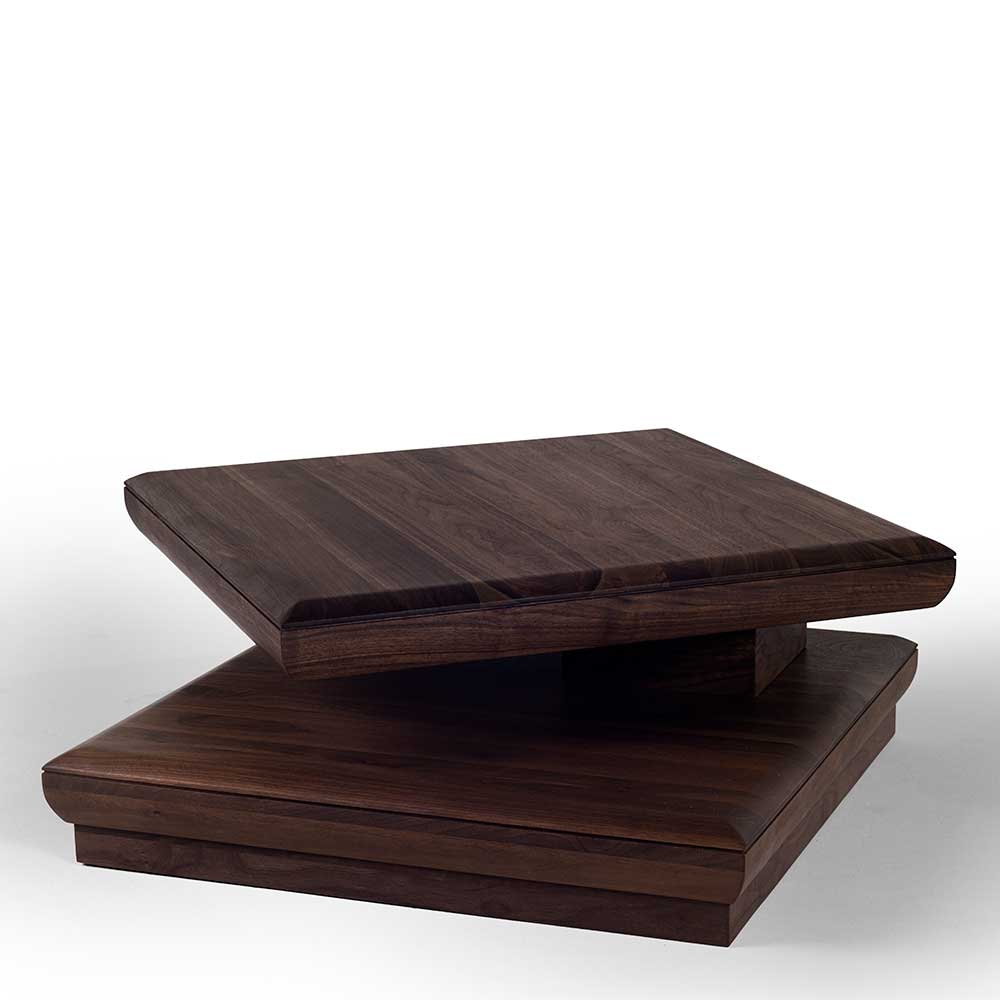 Couchtisch Asnes aus Nussbaum Massivholz mit drehbarer Tischplatte
