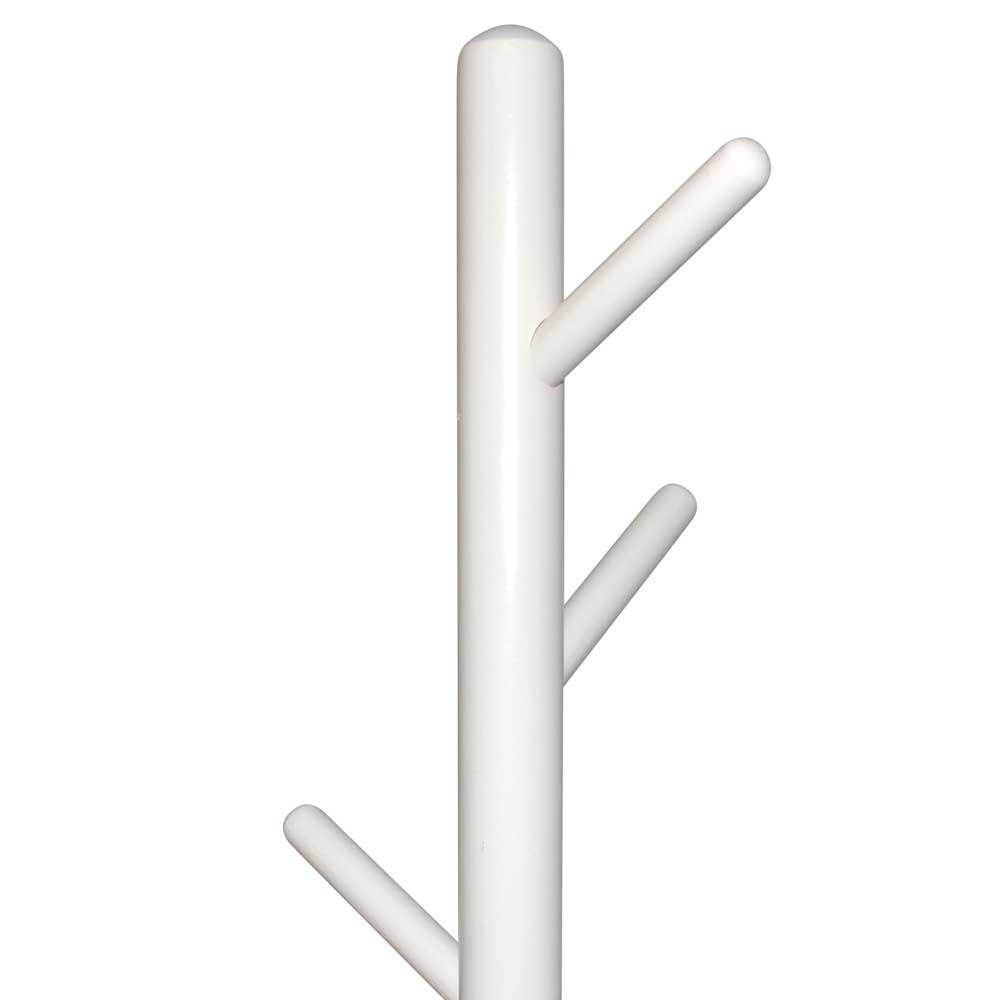 Weißer Holz Garderobenständer Adecias mit 8 Kleiderhaken 174 cm hoch