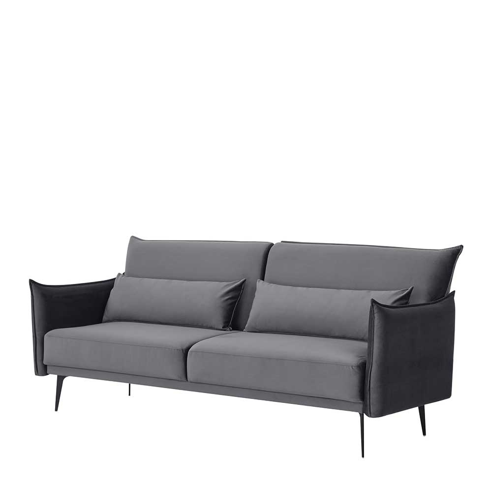 Ausklappbares Sofa Samt Calexia in Grau 207 cm breit