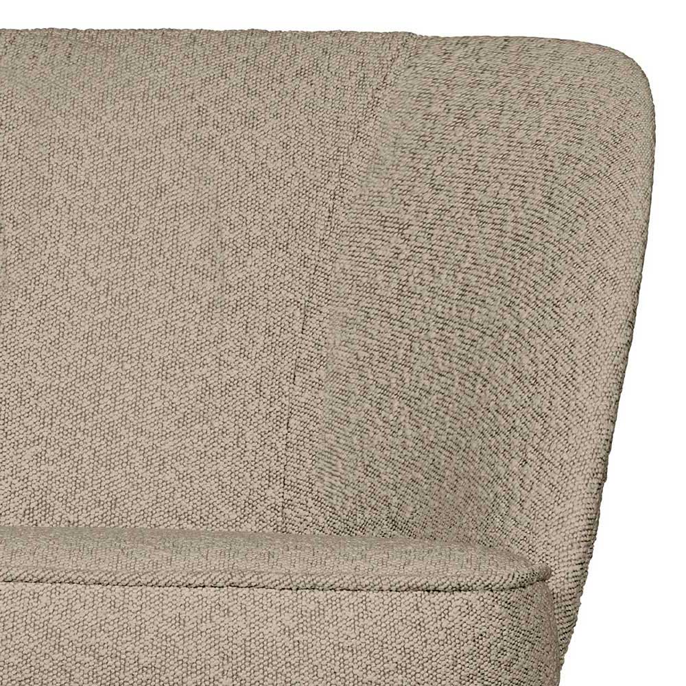 Zweisitzer Lounge Sofa Merkur in Beige aus Boucle Stoff und Metall