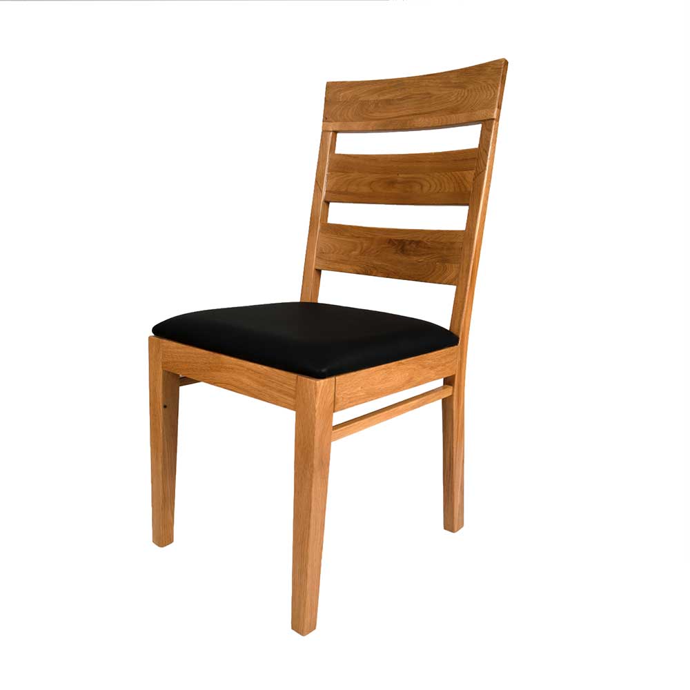 Esstisch Stühle Davinitis aus Wildeiche Massivholz und Kunstleder (2er Set)