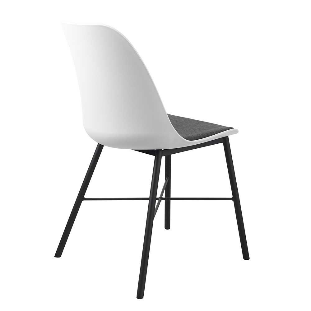 Schalenstühle Lanuge in Weiß und Schwarz aus Kunststoff und Metall (2er Set)