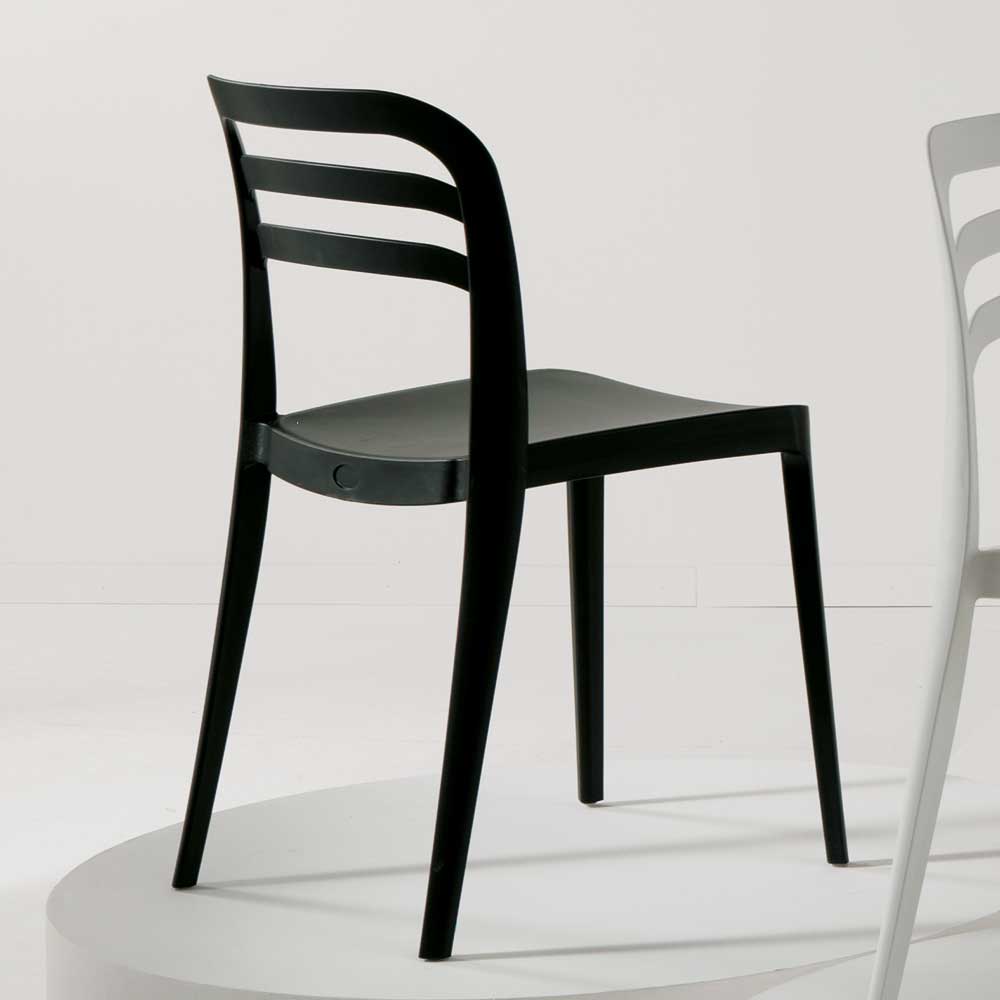 Kunststoff Stuhl Set schwarz Crespa in modernem Design In- und Outdoor (4er Set)