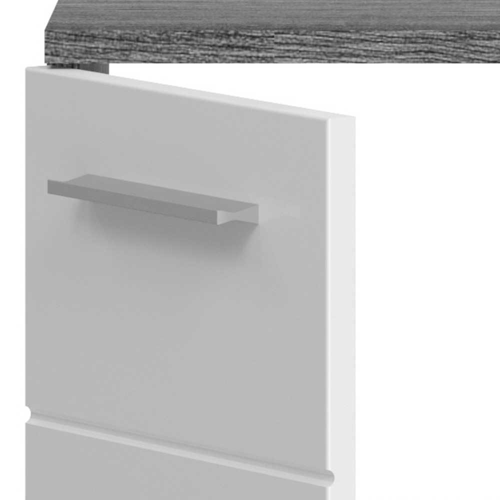 Waschbeckenunterschrank Servi in Grau und Weiß mit Hochglanz Front