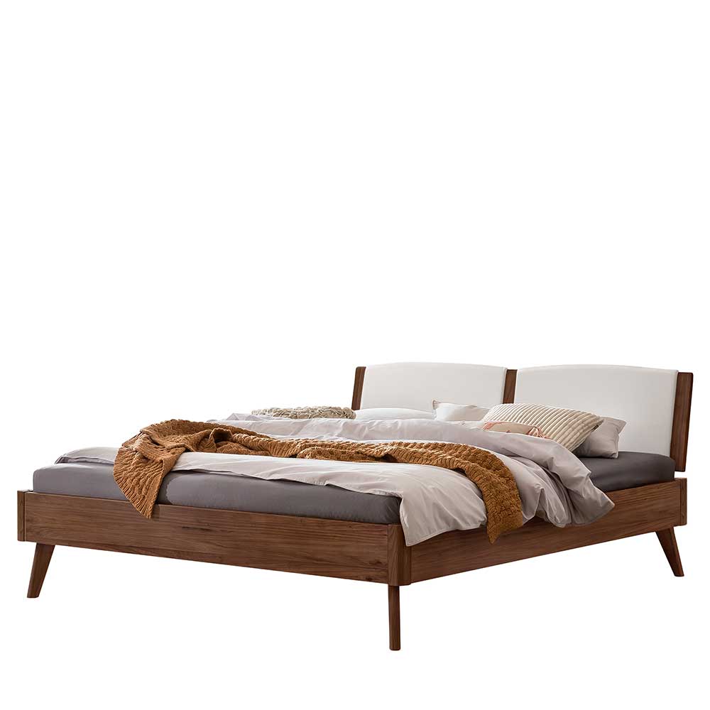 140x200 cm Bett Venusto aus Nussbaum Massivholz in modernem Design