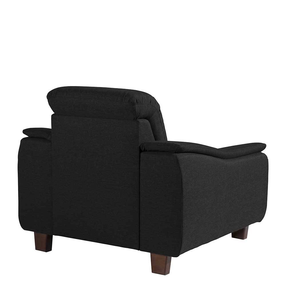 Wohnzimmer Sessel Fernandez in Schwarz aus Flachgewebe