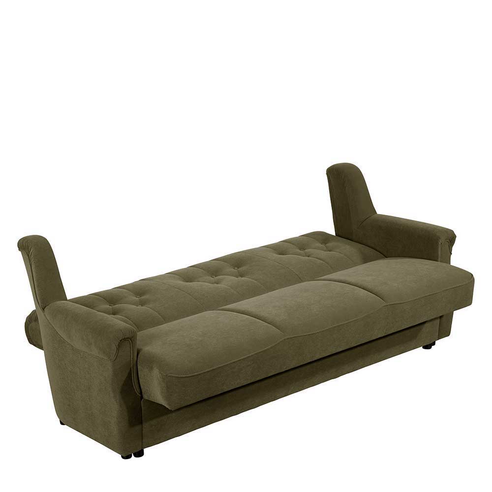 Couch Garnitur Borgetto in Dunkelgrün aus Flockstoff (dreiteilig)