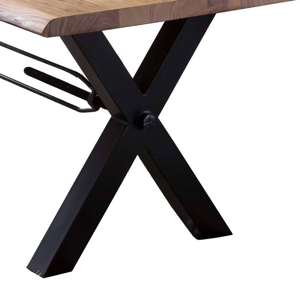 Tisch mit Baumkante Jian aus Akazie Massivholz und Metall