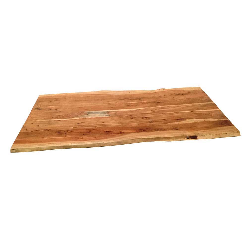 Baumkante Tisch Bernardo aus Akazie Massivholz mit Bügelgestell
