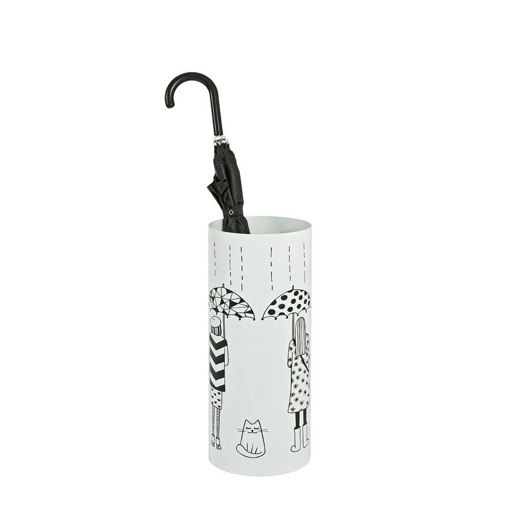 Regenschirmständer Cris in Weiß Metall mit Motiv