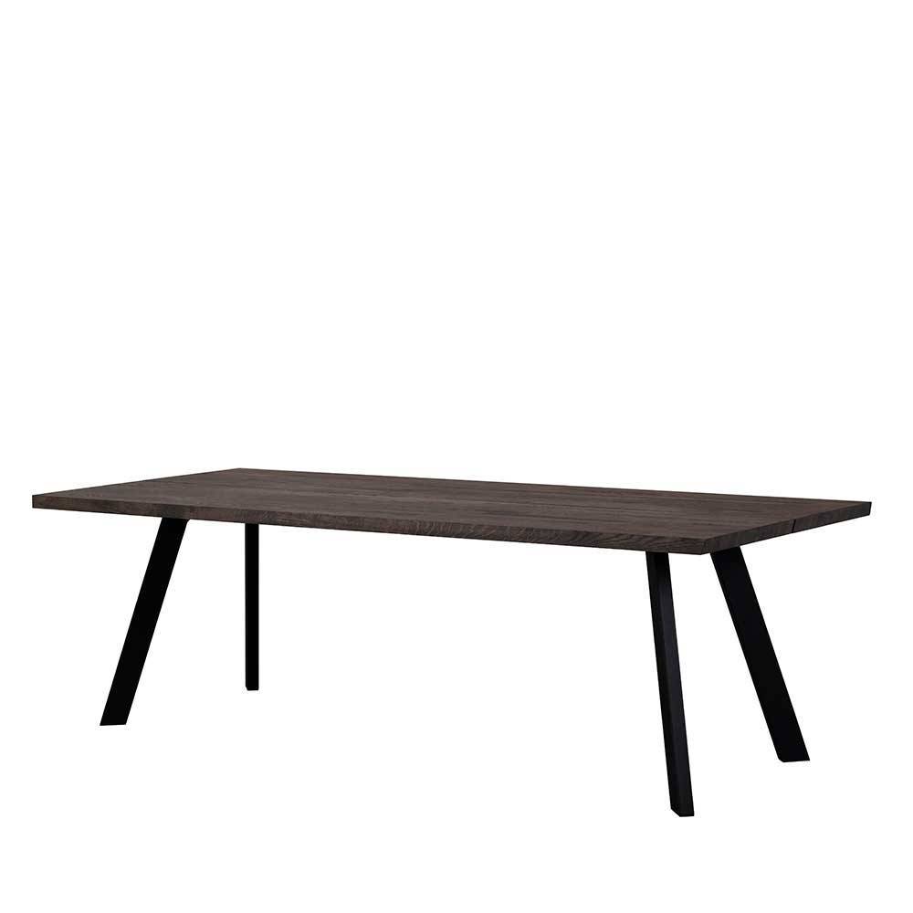 Möbelset Esszimmer Kandu Tisch Eiche dunkel Bezüge Beige (siebenteilig)