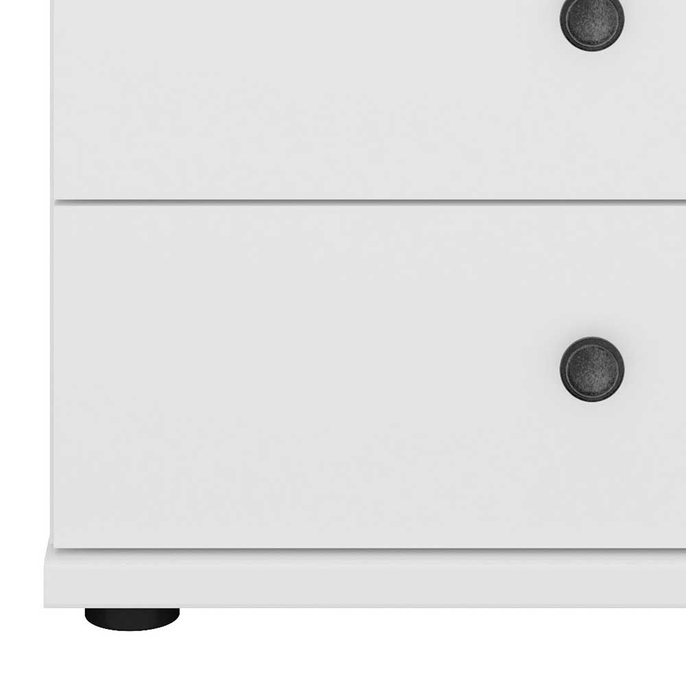 57 cm hohe Nachtkonsole Tudana in Weiß mit drei Schubladen