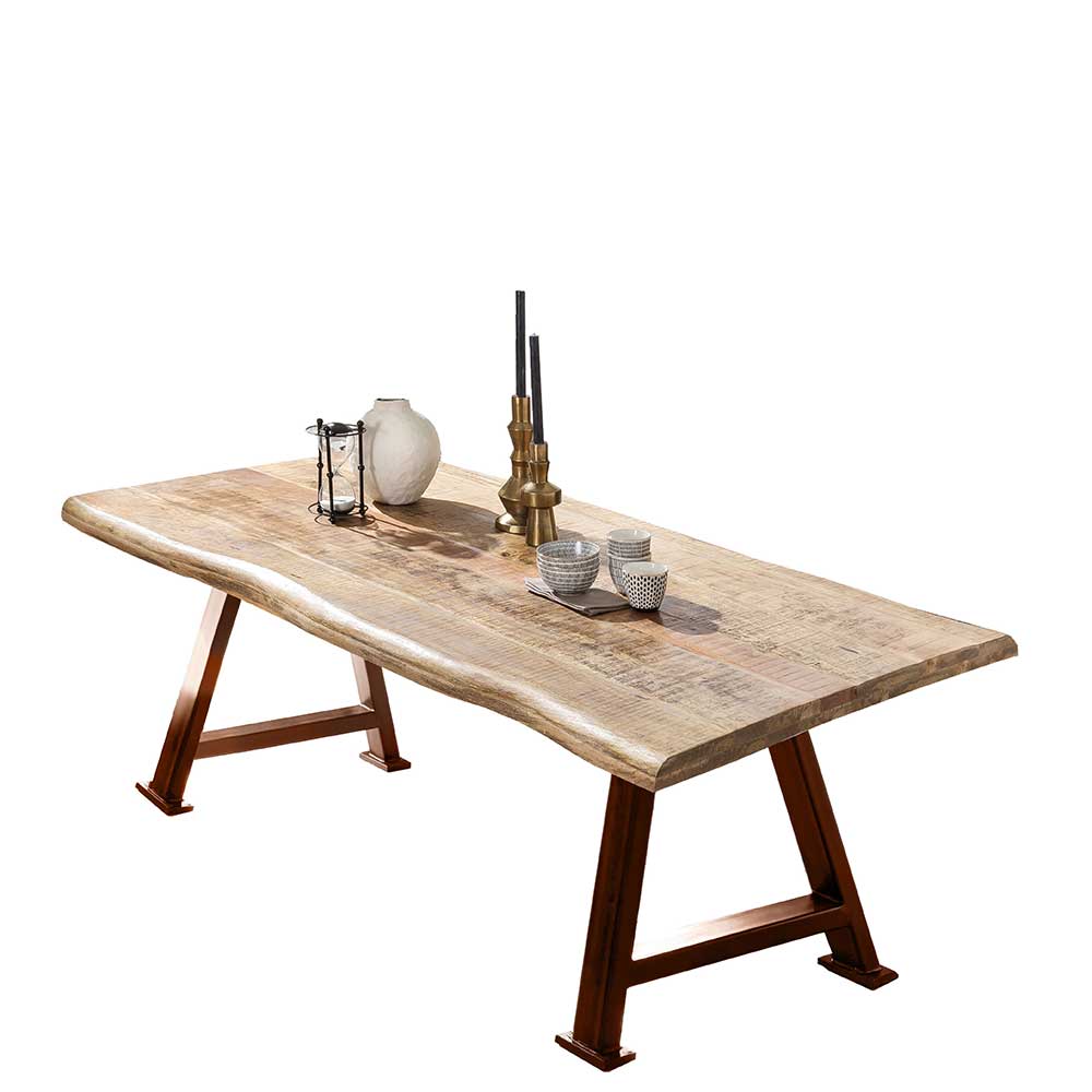 Tisch Praslinco Platte 160x90 cm aus Mangobaum Massivholz
