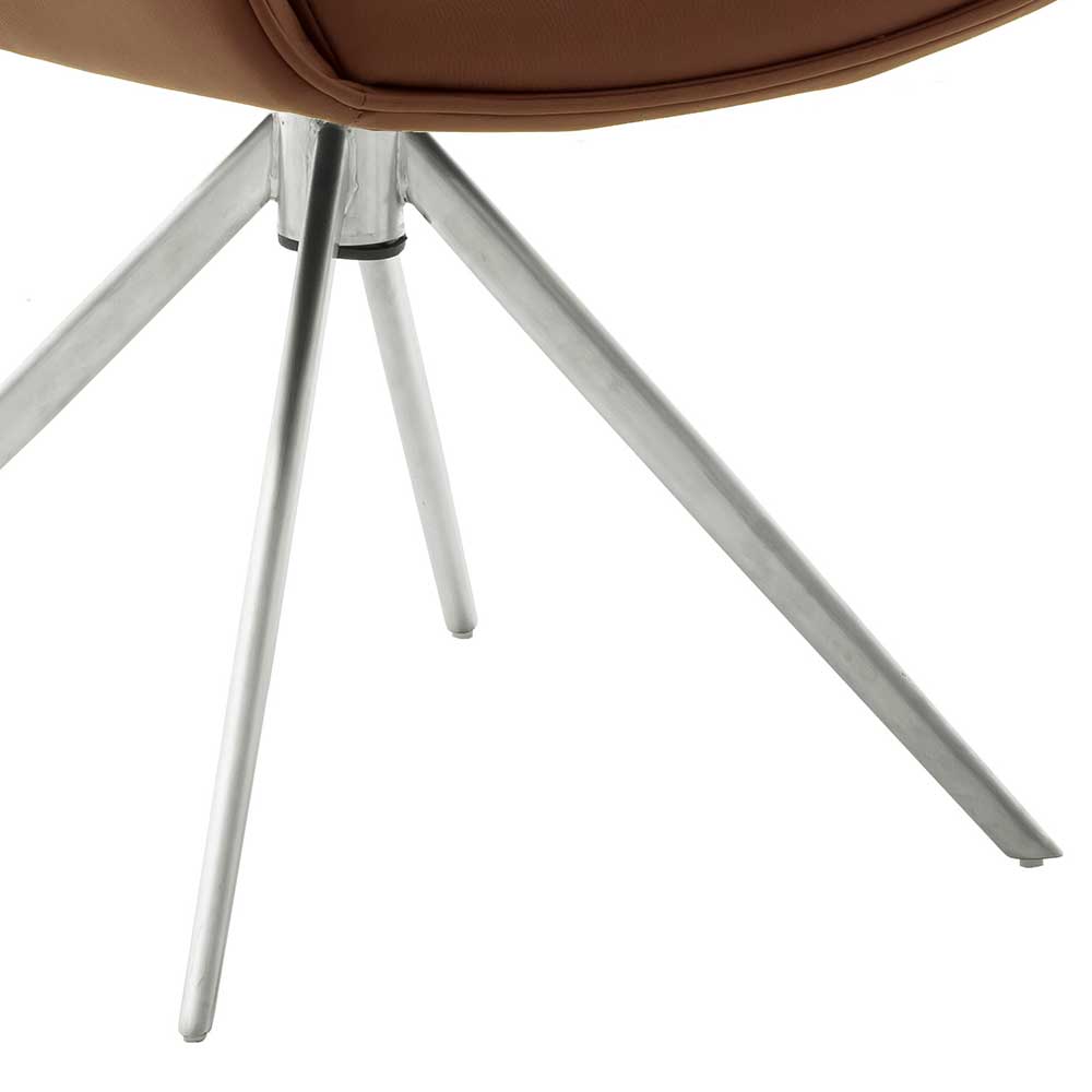 Esstisch Sessel Bokolone in Braun mit Gestell aus Metall (2er Set)