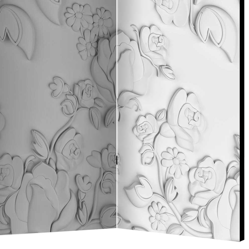 Spanische Wand Barret in Weiß und Hellgrau mit Blumen Muster