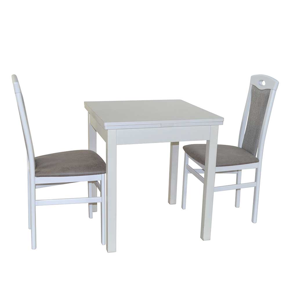 Kleine Küchen Sitzgruppe Abelina mit zwei Stühlen in Weiß & Hellgrau (dreiteilig)