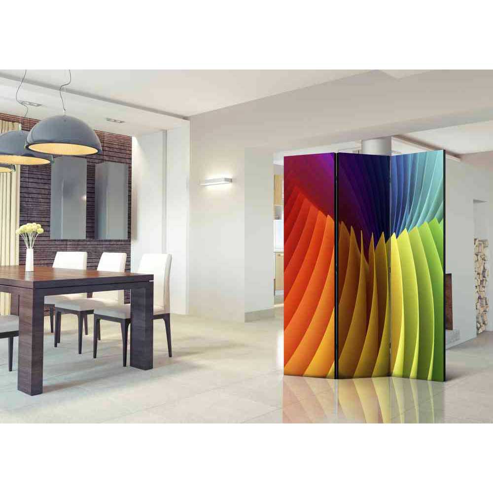 Raumteilerparavent Ricinga mit Farb-Blättern 3 teilig