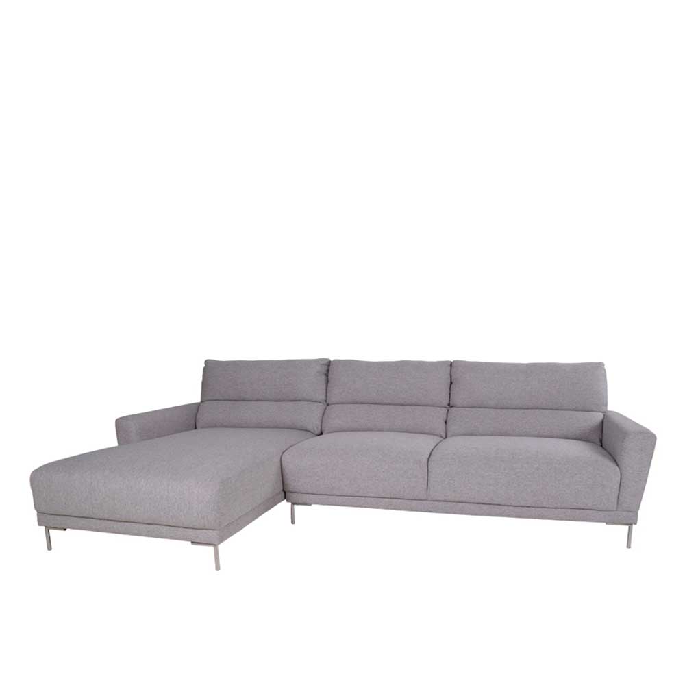 L Sofa Nurcias in Hellgrau Webstoff im Skandi Design