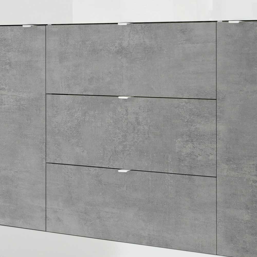 Esszimmer Sideboard Endion in Weiß und Beton Grau mit drei Schubladen