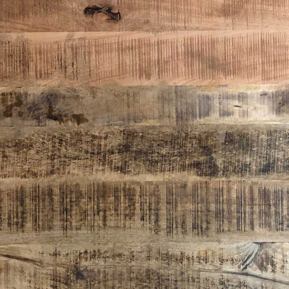 Baumkanten Tisch Alvacentra aus Mangobaum Massivholz mit Bügelgestell in Braun