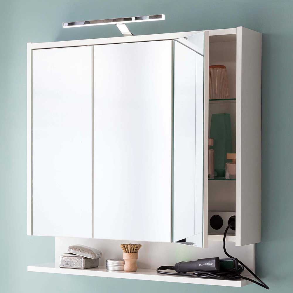 Badezimmerspiegelschrank Gannicera mit Ablage und LED Beleuchtung