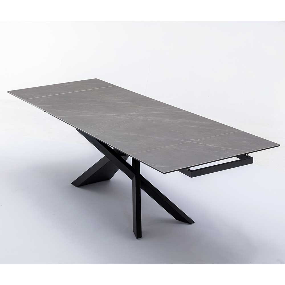 Hochwertiger Esszimmer Tisch Firic in Grau mit Mikado Fußgestell