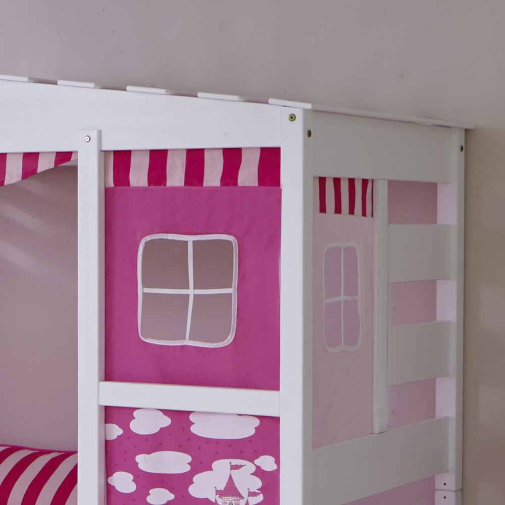 Kinderbett Jeman für Mädchen in Weiß Rosa im Prinzessin Design